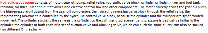 Double Hydraulic Grout Pump