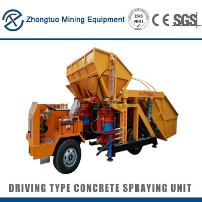 Driving type concrete spraying unit